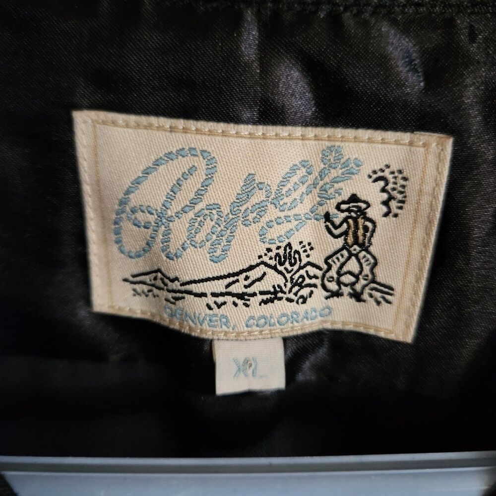 Roper Western Shirt Pearl Snap Black Teal Trim Drink Embroidery Womens Size XL - Picture 7 of 8